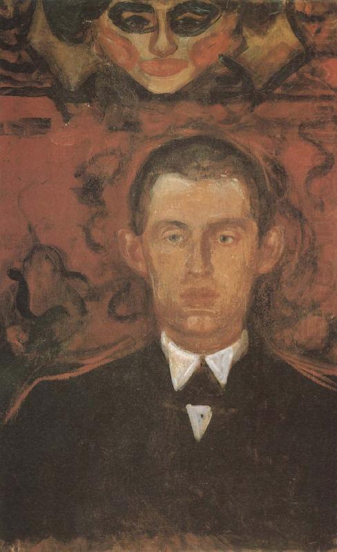 Self-Portrait under the mask, Edvard Munch